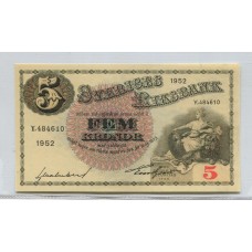 SUECIA 1952 RARO BILLETE SIN CIRCULAR, UNC